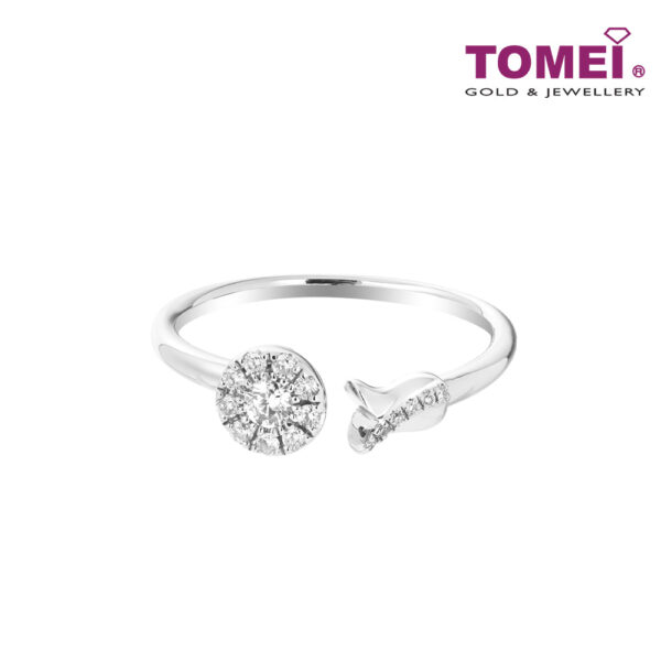 TOMEI Diamond Open Ring, White Gold 375