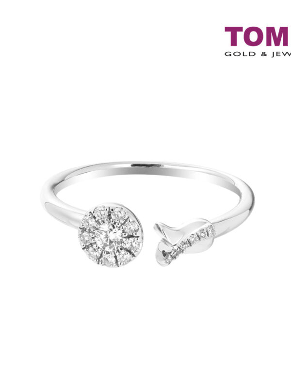 TOMEI Diamond Open Ring, White Gold 375
