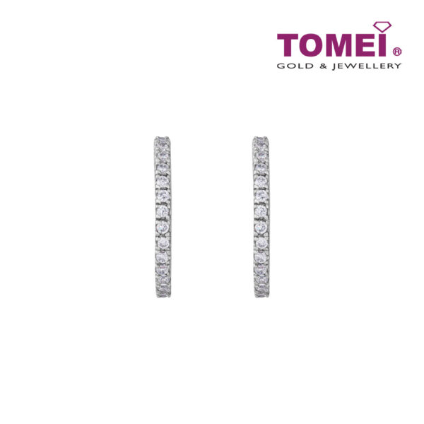 TOMEI 20mm Hoop Diamond Earrings White Gold 750