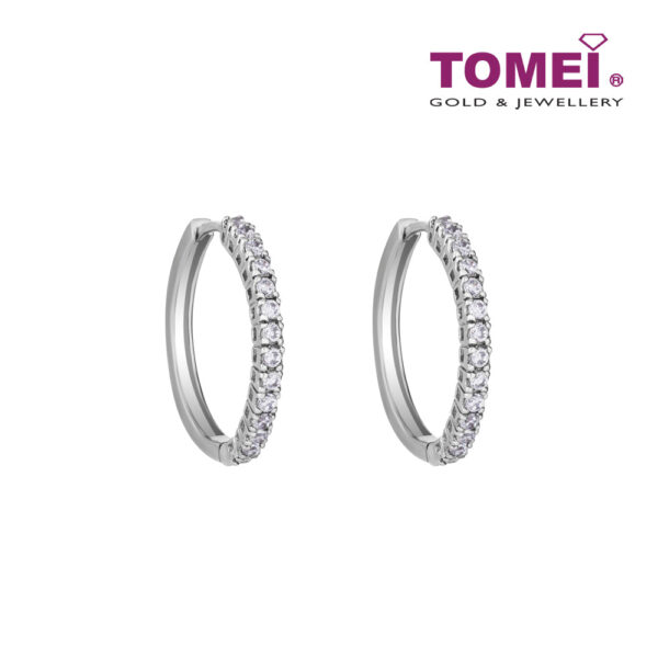 TOMEI 20mm Hoop Diamond Earrings White Gold 750