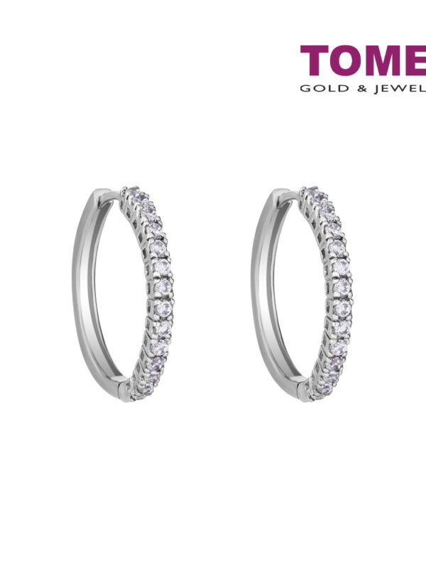 TOMEI 20mm Hoop Diamond Earrings White Gold 750