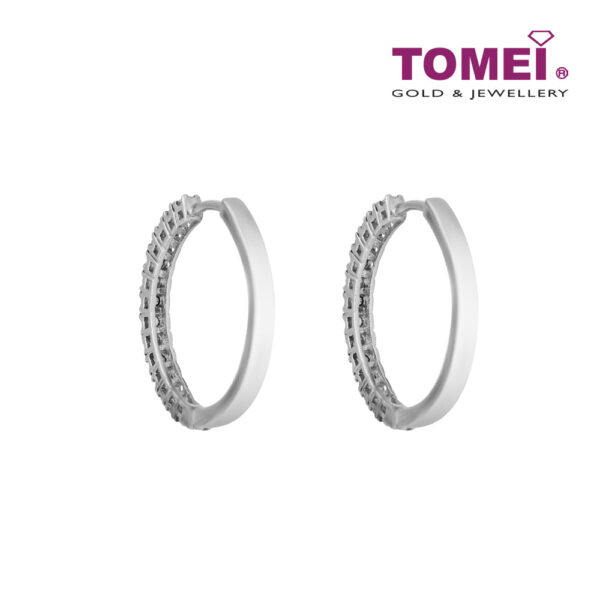 TOMEI 20mm Hoop Diamond Earrings White Gold 750