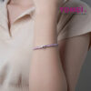 TOMEI Mini Circle Charm Bangle in Pink, White Gold 375