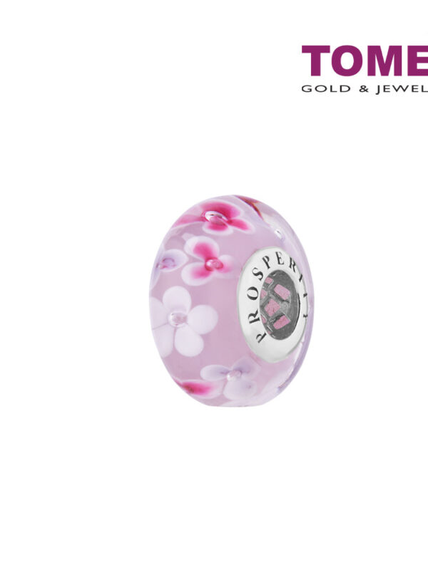 TOMEI Chomel Floriate with Prosperity Charm, White Gold 585