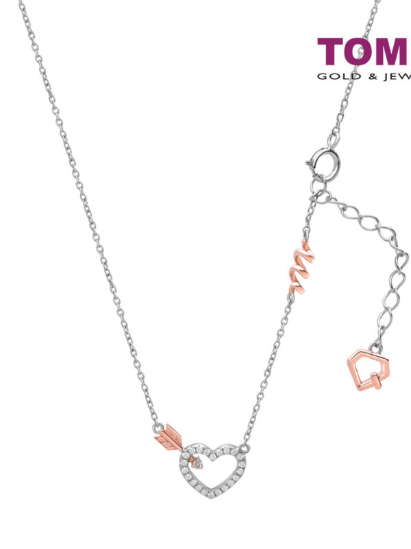 TOMEI Love Joins Us Together Collection Diamond Necklace, White+Rose Gold 585