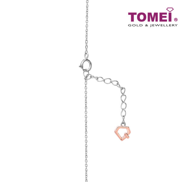 TOMEI Love Joins Us Together Collection Diamond Necklace, White+Rose Gold 585