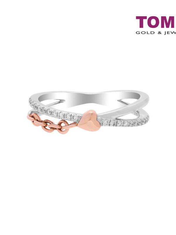 TOMEI Love Is Beautiful Collection Diamond RIng, White+Rose Gold 585