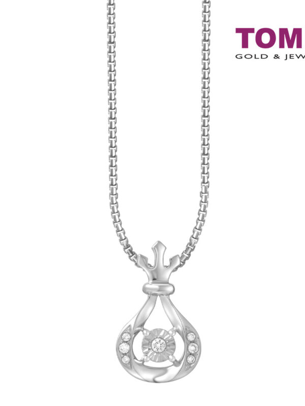 TOMEI Crown Diamond Pendant Set, White Gold 585