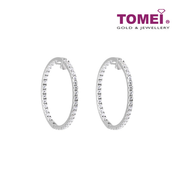 TOMEI 35mm Hoop Diamond Earrings White Gold 750