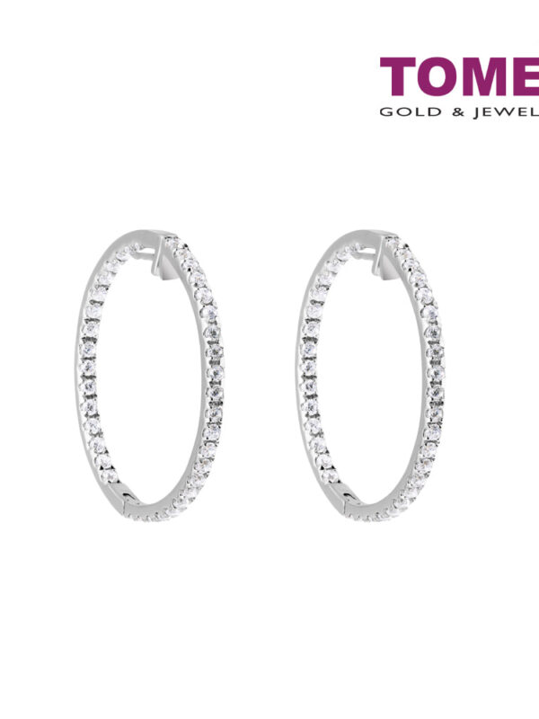 TOMEI 35mm Hoop Diamond Earrings White Gold 750