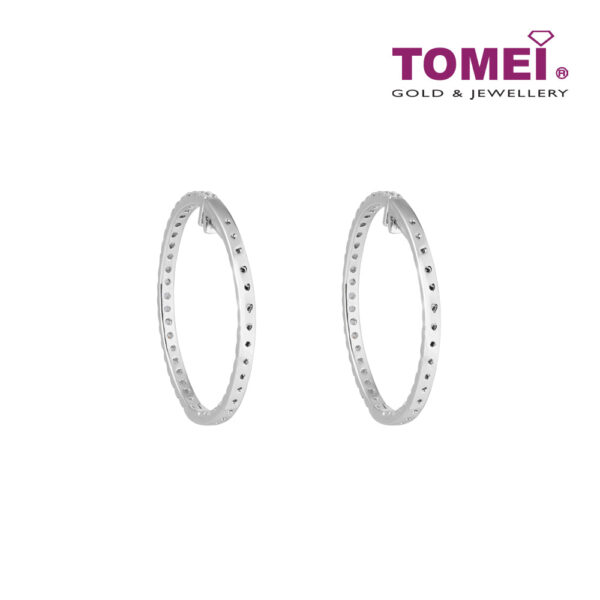 TOMEI 35mm Hoop Diamond Earrings White Gold 750