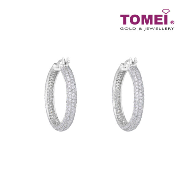 TOMEI 30mm Hoop Diamond Earrings White Gold 750