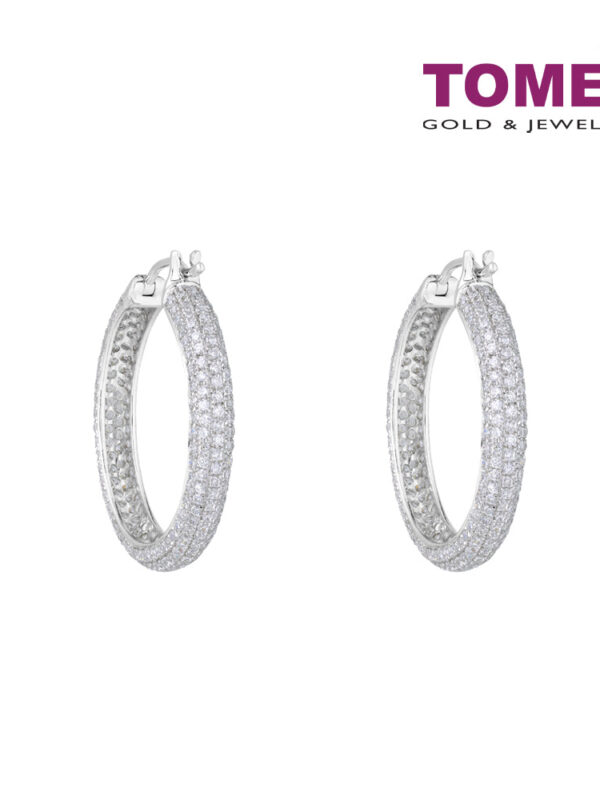 TOMEI 30mm Hoop Diamond Earrings White Gold 750
