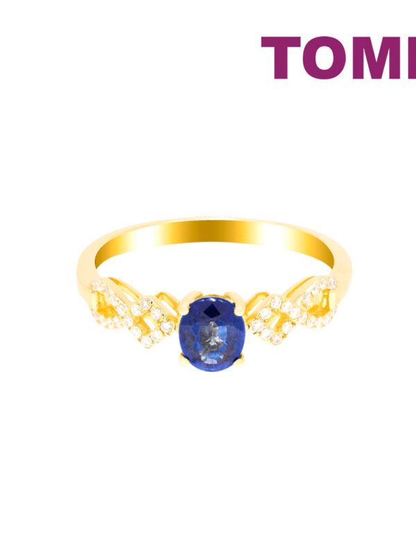 TOMEI Koleksi Camellia Sapphire Diamond RIng, Yellow Gold 750