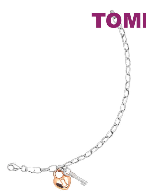 TOMEI Love Lock Bracelet, White+Rose Gold 585