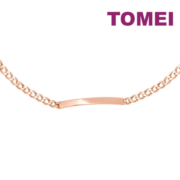 TOMEI Long Bar Cable Bracelet, Rose Gold 585