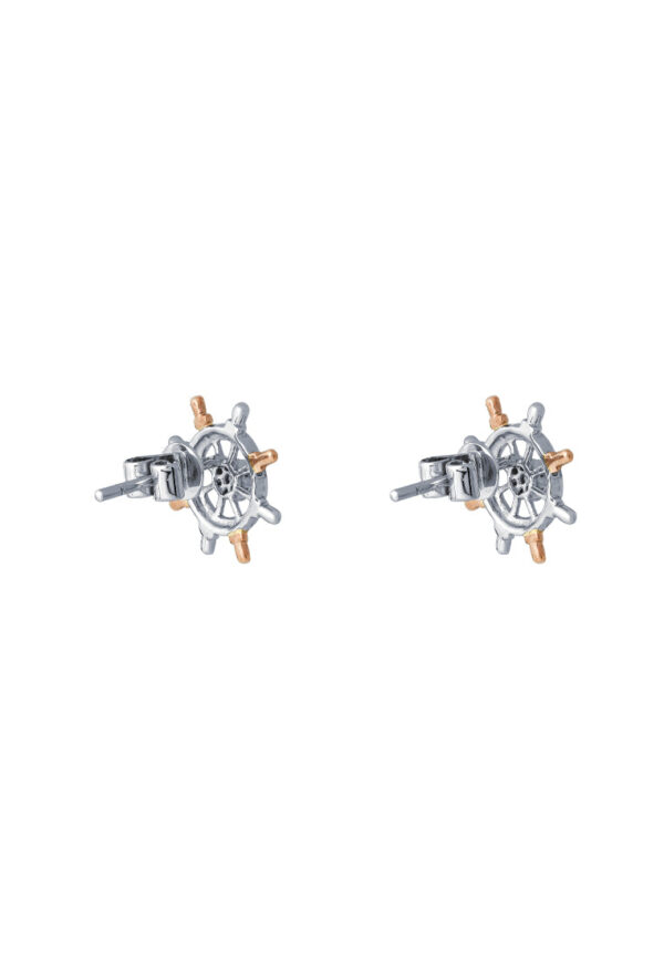 TOMEI Anchor Earrings, White+Rose Gold 375