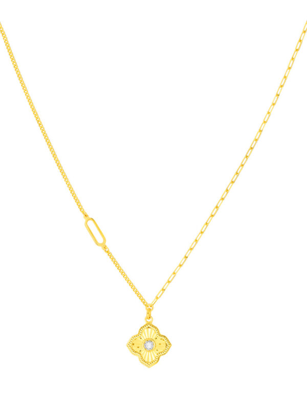 TOMEI Four-Leaves Clover Necklace, Yellow Gold 999