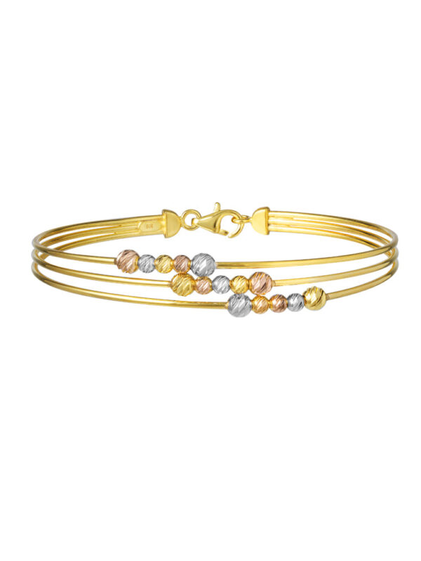 TOMEI Lusso Italia Tri-Tone Beads Bangle, Yellow Gold 916