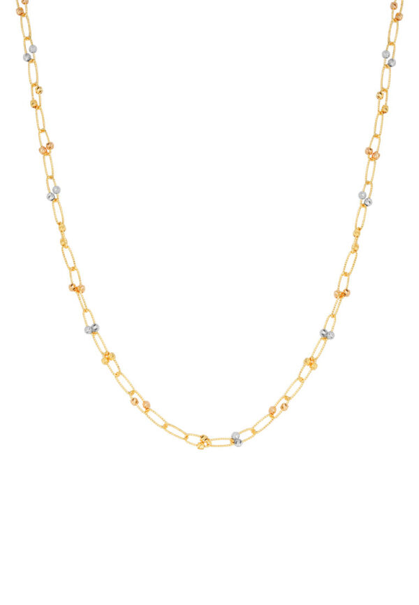 TOMEI Lusso Italia Tri-Tone Beads and Clips Necklace, Yellow Gold 916