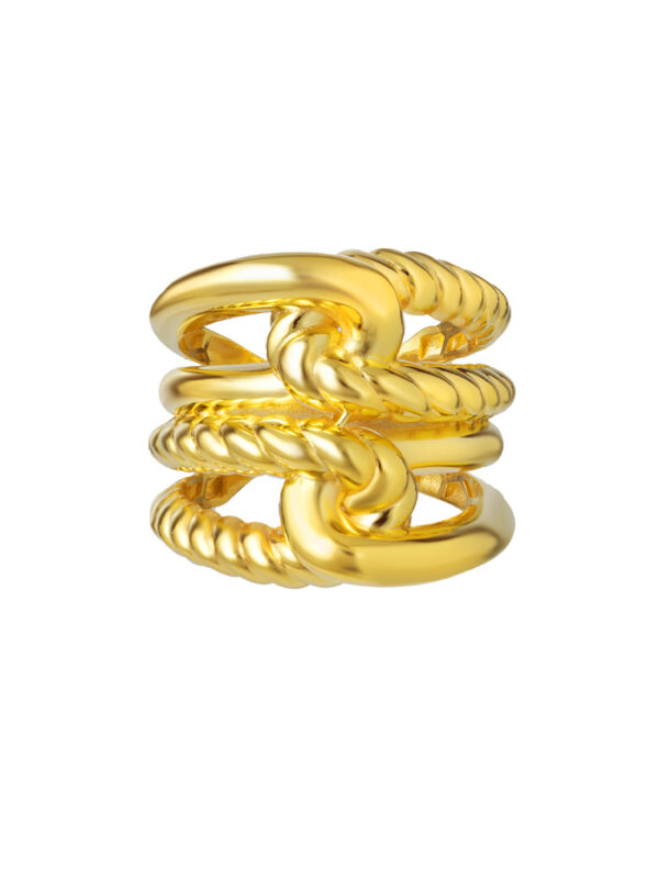 TOMEI Lusso Italia Dual-Tier Knotted Ring, Yellow Gold 916