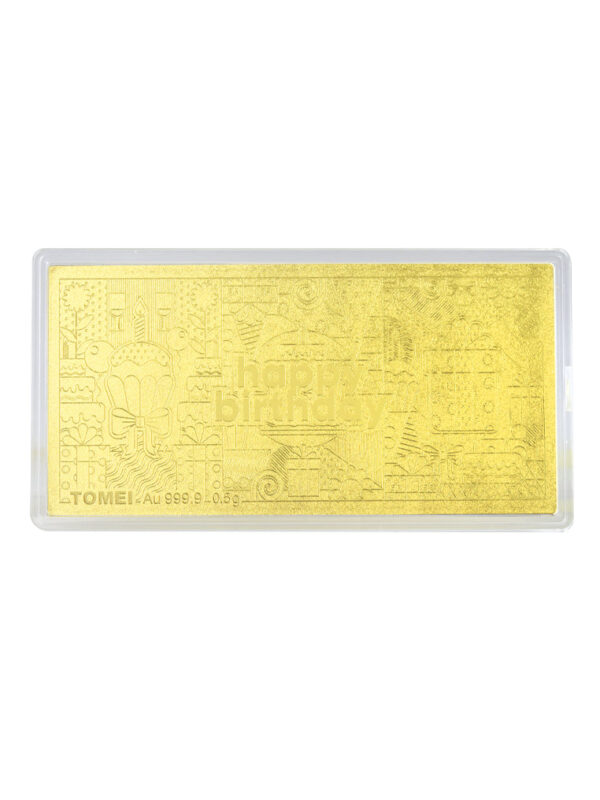 TOMEI Happy Birthday Gold Wafer 0.5G, Yellow Gold 9999