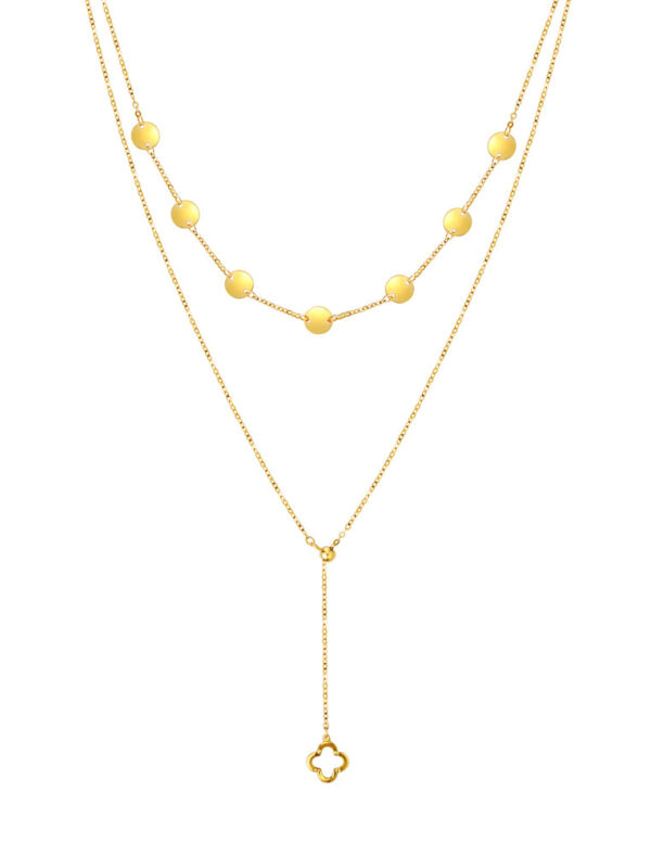 TOMEI Lusso Italia Double Layered Clover Necklace, Yellow Gold 916