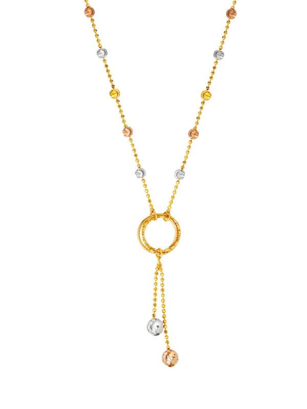 TOMEI Lusso Italia Tri-Tone Dangling Beads Necklace, Yellow Gold 916