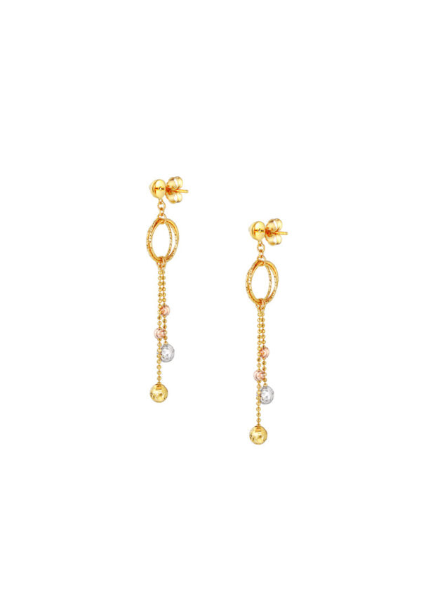TOMEI Lusso Italia Tri-Tone Dangling Beads Earrings, Yellow Gold 916