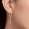 TOMEI Lusso Italia Tri-Tone Dangling Beads Earrings, Yellow Gold 916