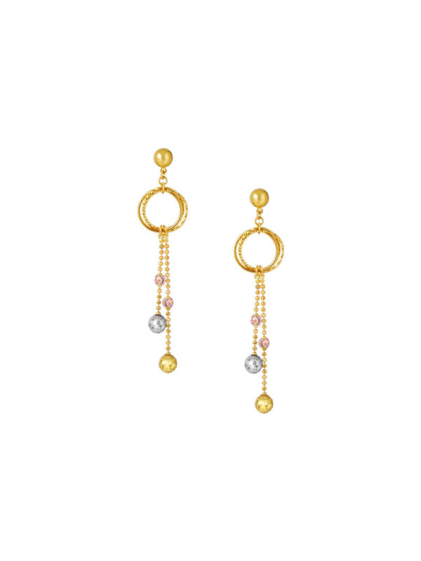 TOMEI Lusso Italia Tri-Tone Dangling Beads Earrings, Yellow Gold 916