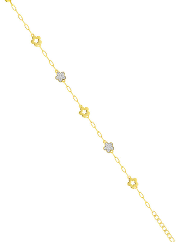 TOMEI Dual-Tone Sweet Flower Bracelet, Yellow Gold 916