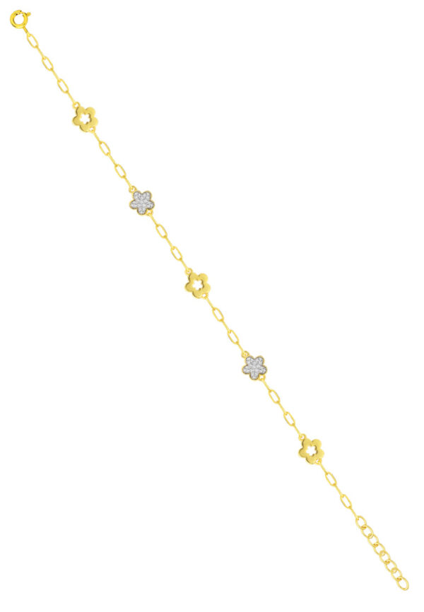 TOMEI Dual-Tone Sweet Flower Bracelet, Yellow Gold 916