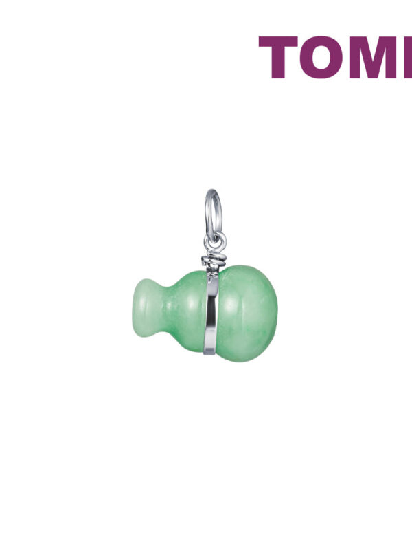 TOMEI Lucky Gourd Jade Pendant, White Gold 750