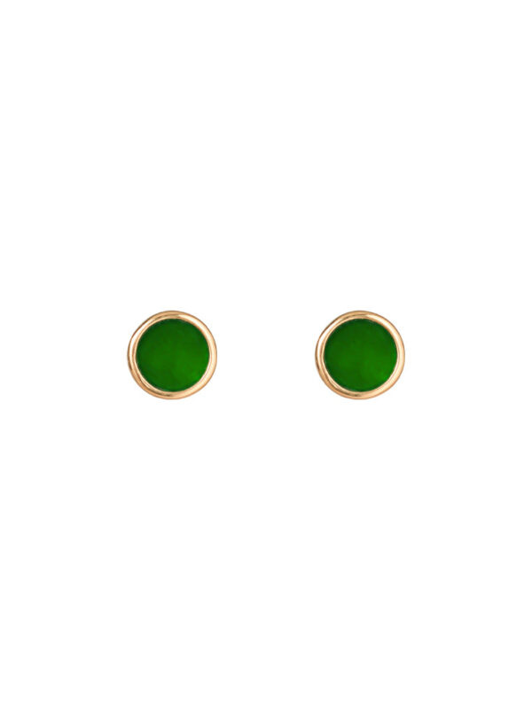 TOMEI Flat Jade Earrings, Yellow Gold 750