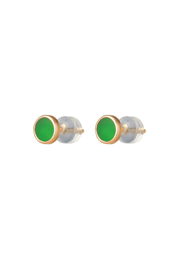 TOMEI Flat Jade Earrings, Yellow Gold 750