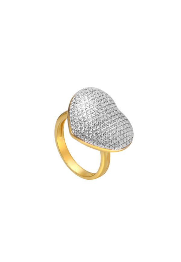 TOMEI Diamont Cut Collection Dual-Tone Heart Ring, Yellow Gold 916