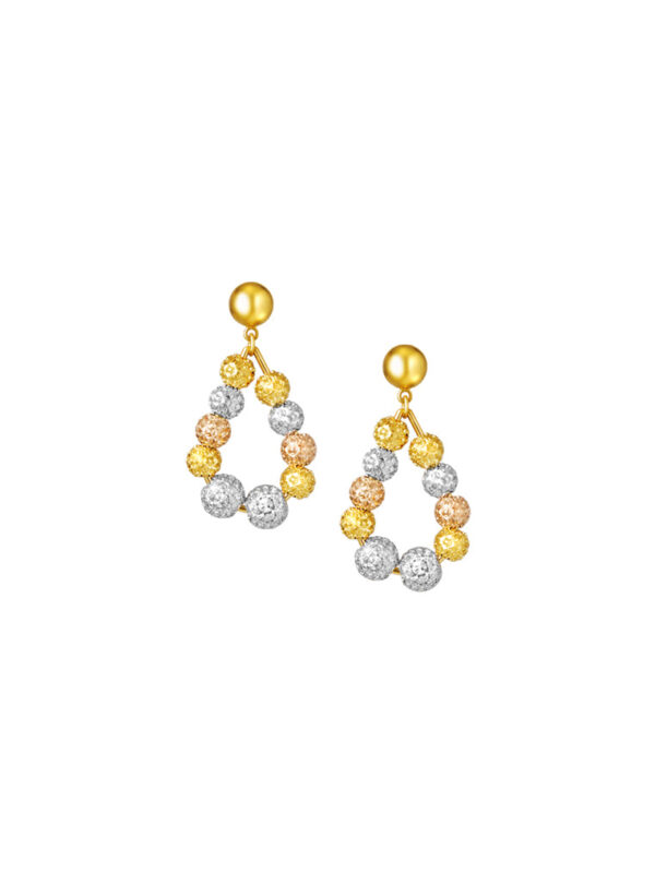 TOMEI Lusso Italia Tri-Tone Teardrop Beads Earrings, Yellow Gold 916