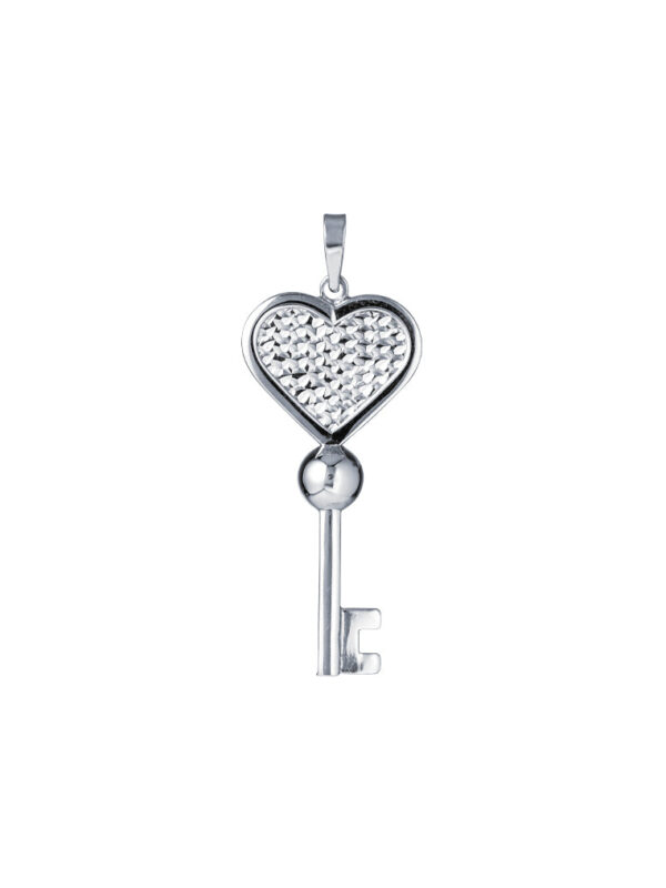 TOMEI Key Pendant, White Gold 585