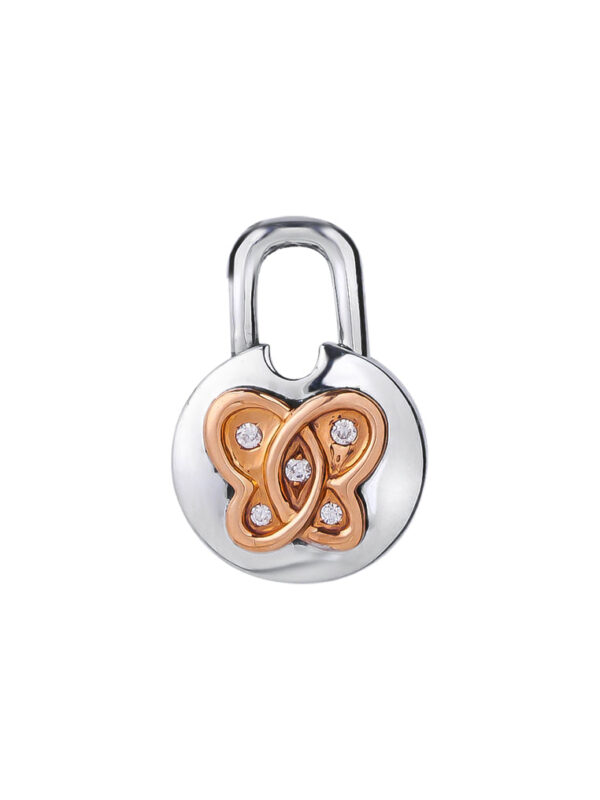 TOMEI Love Lock Collection Butterfly Diamond Pendant, White+Rose Gold 750