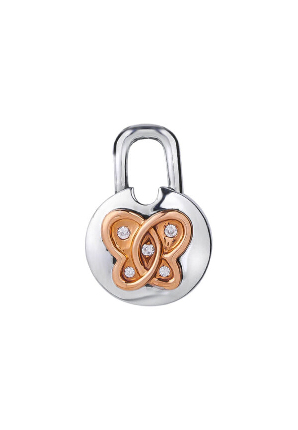 TOMEI Love Lock Collection Butterfly Diamond Pendant, White+Rose Gold 750