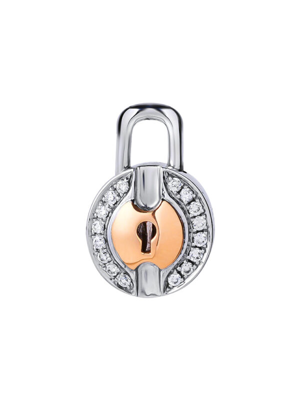 TOMEI Love Lock Collection Diamond Pendant, White+Rose Gold 750