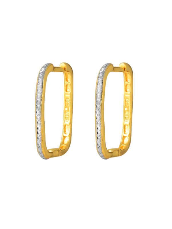 TOMEI Dual-Tone Lasered Hoop Earrings, Yellow Gold 916