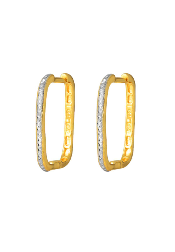 TOMEI Dual-Tone Lasered Hoop Earrings, Yellow Gold 916