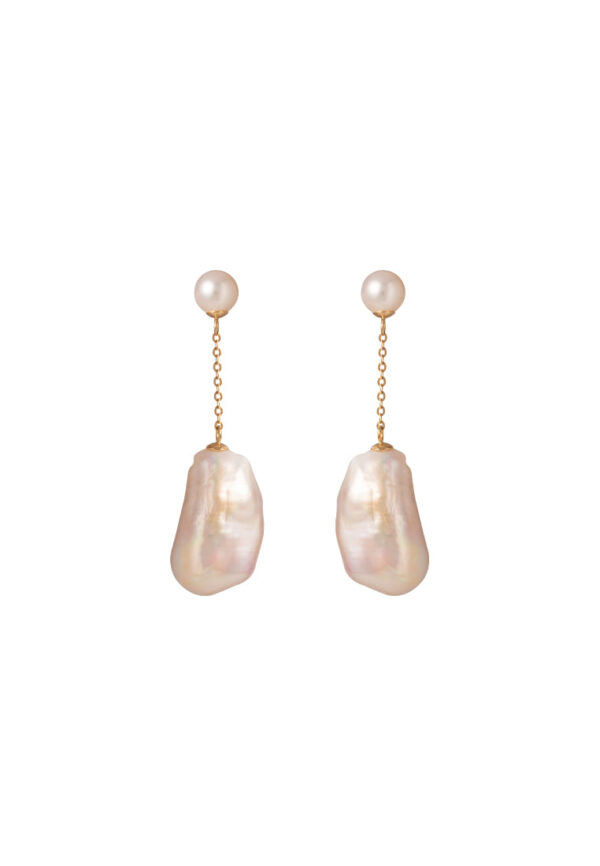 TOMEI Baroque Pearl Earrings, Yellow Gold 750