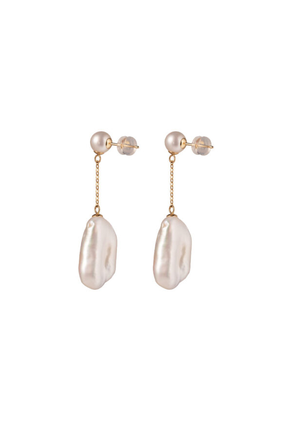 TOMEI Baroque Pearl Earrings, Yellow Gold 750