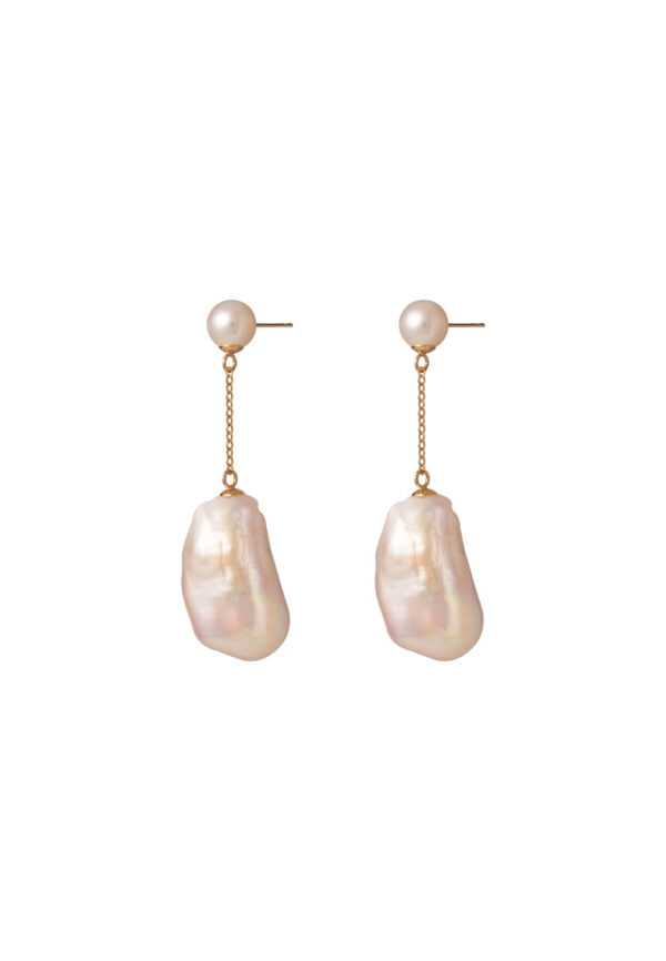 TOMEI Baroque Pearl Earrings, Yellow Gold 750