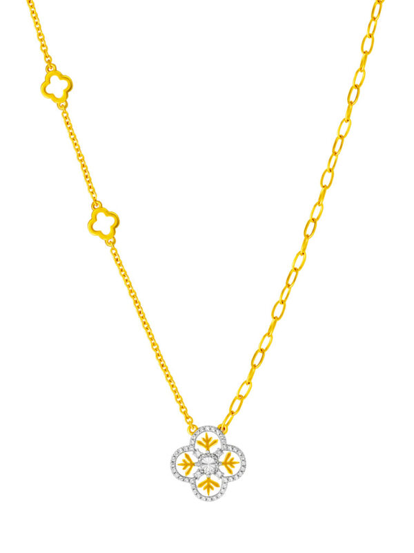 TOMEI Diamond Cut Collection Snow Flake Necklace, Yellow Gold 916