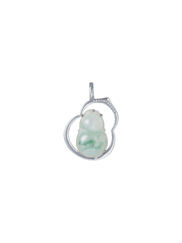 TOMEI Big Gourd Jade Pendant, White Gold 750