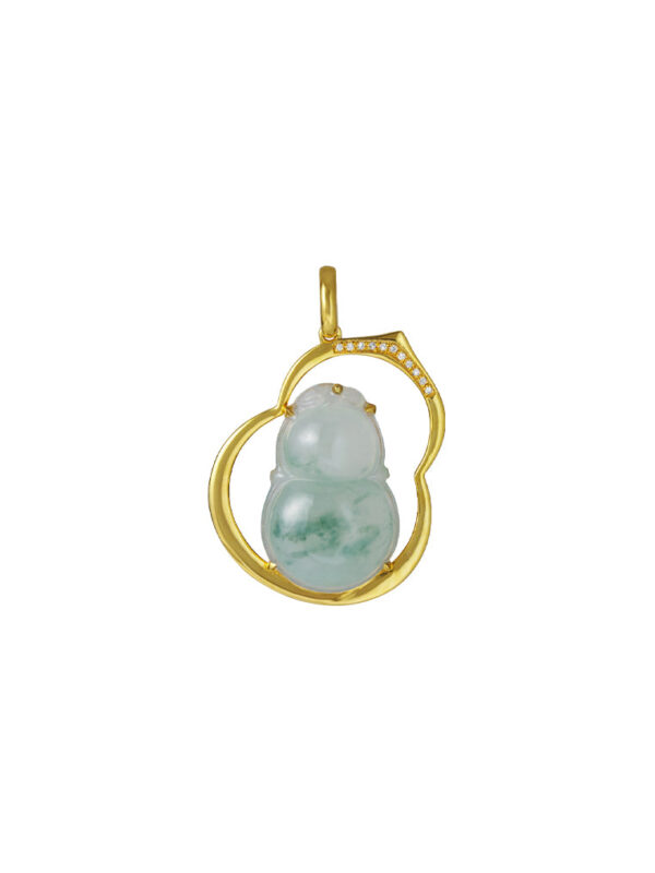 TOMEI Big Gourd Jade Pendant, Yellow Gold 750